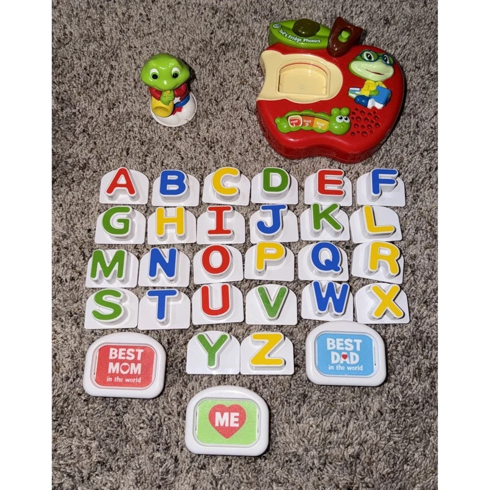 LeapFrog Tad's Fridge Phonics Magnetic Letter Set Complete ABC's Me Best Mom Dad
